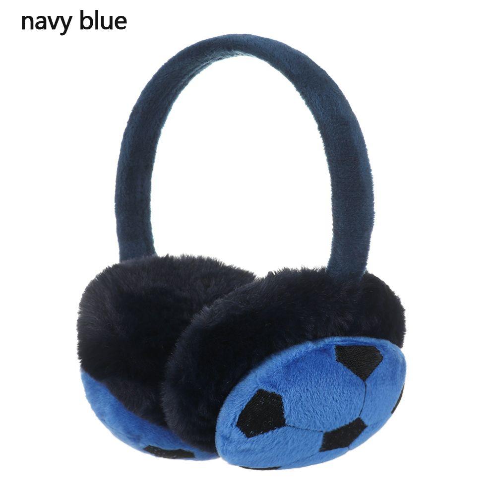 

Boys And Girls Football Embroidered Children Earmuffs Cover Ears Headband Plush темно-синий