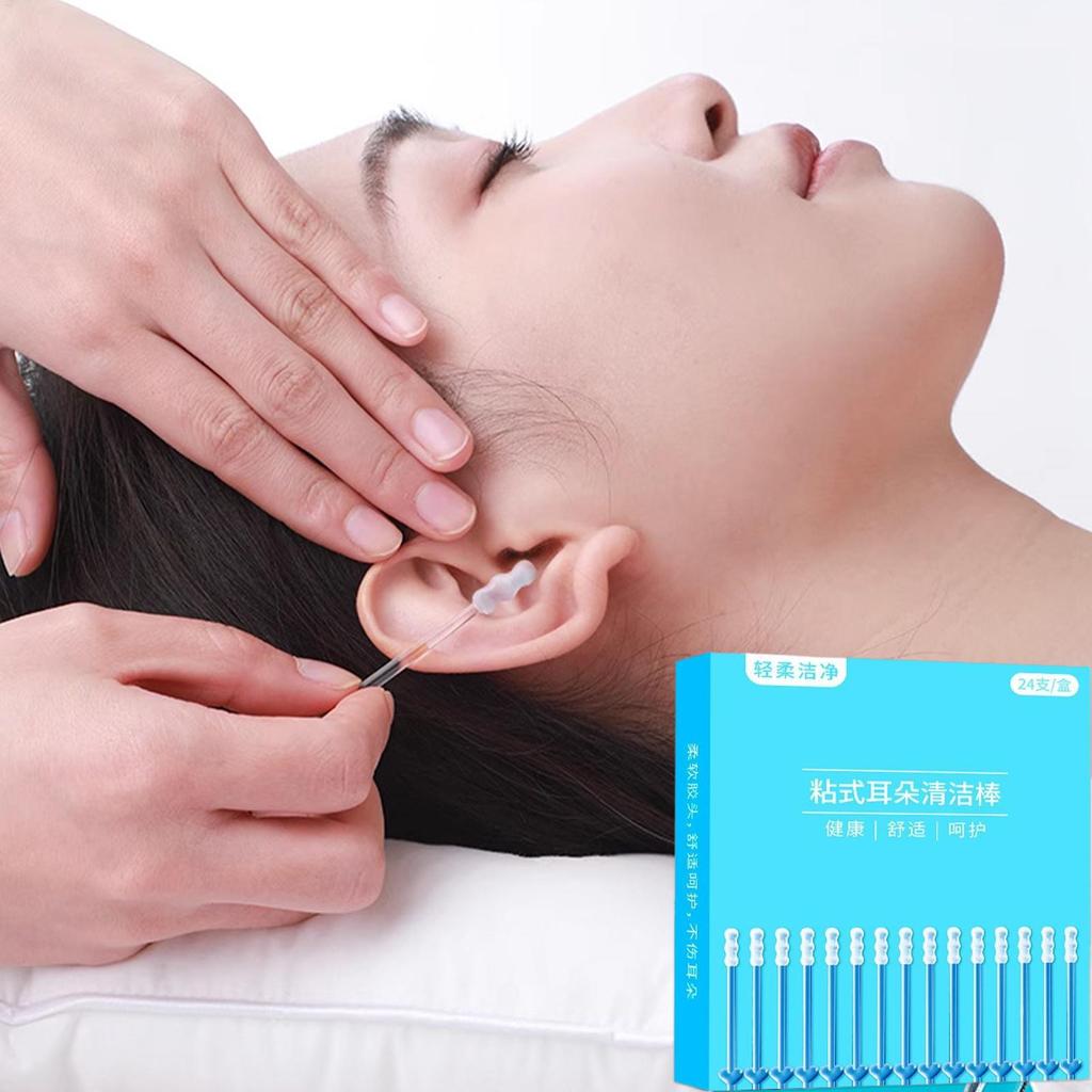 Ear Wax Cleaner 24Pcs Silicone Ear Wax Remover Sticky Ear Picks Disposable Adhesive Earpick Reusable Ear Cleaner for Kids Adults
