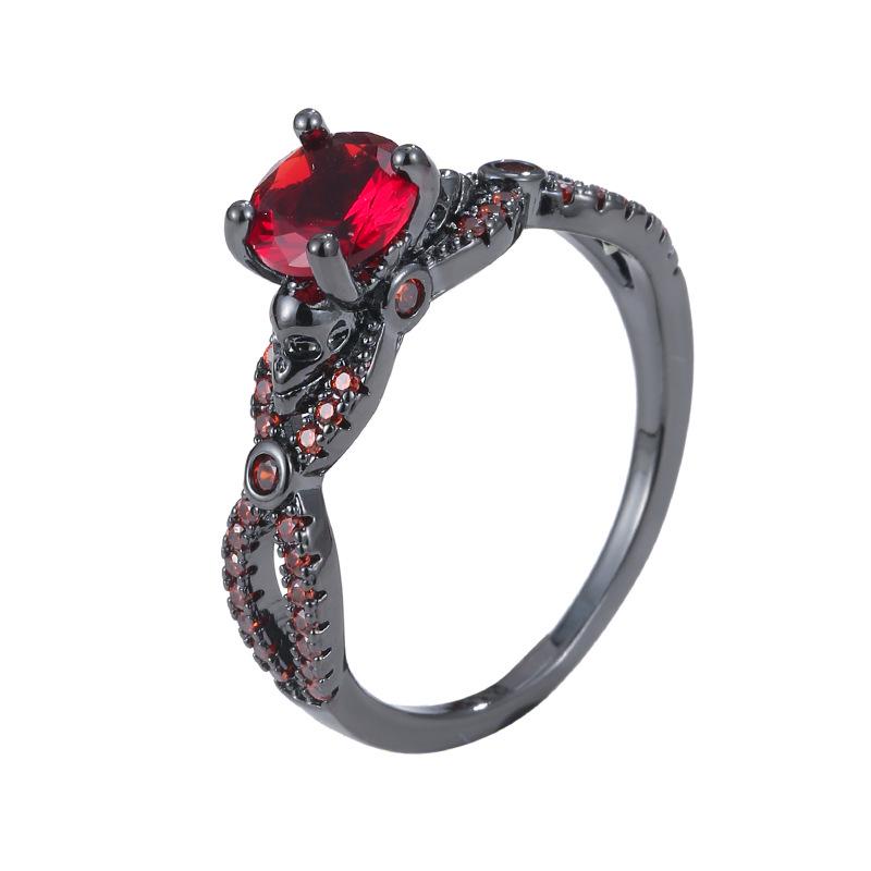Multikleurige Zirconium Vierklauw Schedelring voor Dames - Donkere Stijl