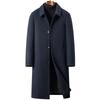 Men Wool Blend Overcoat Autumn Winter Turn Down Collar Long Woolen Coat Single Breasted Business Casual Long Sleeve Outerwear Windbreaker