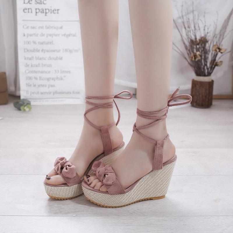 

Fashion new open-toed sandals wedge heel strap muffin and street photography popular women s sandals 40