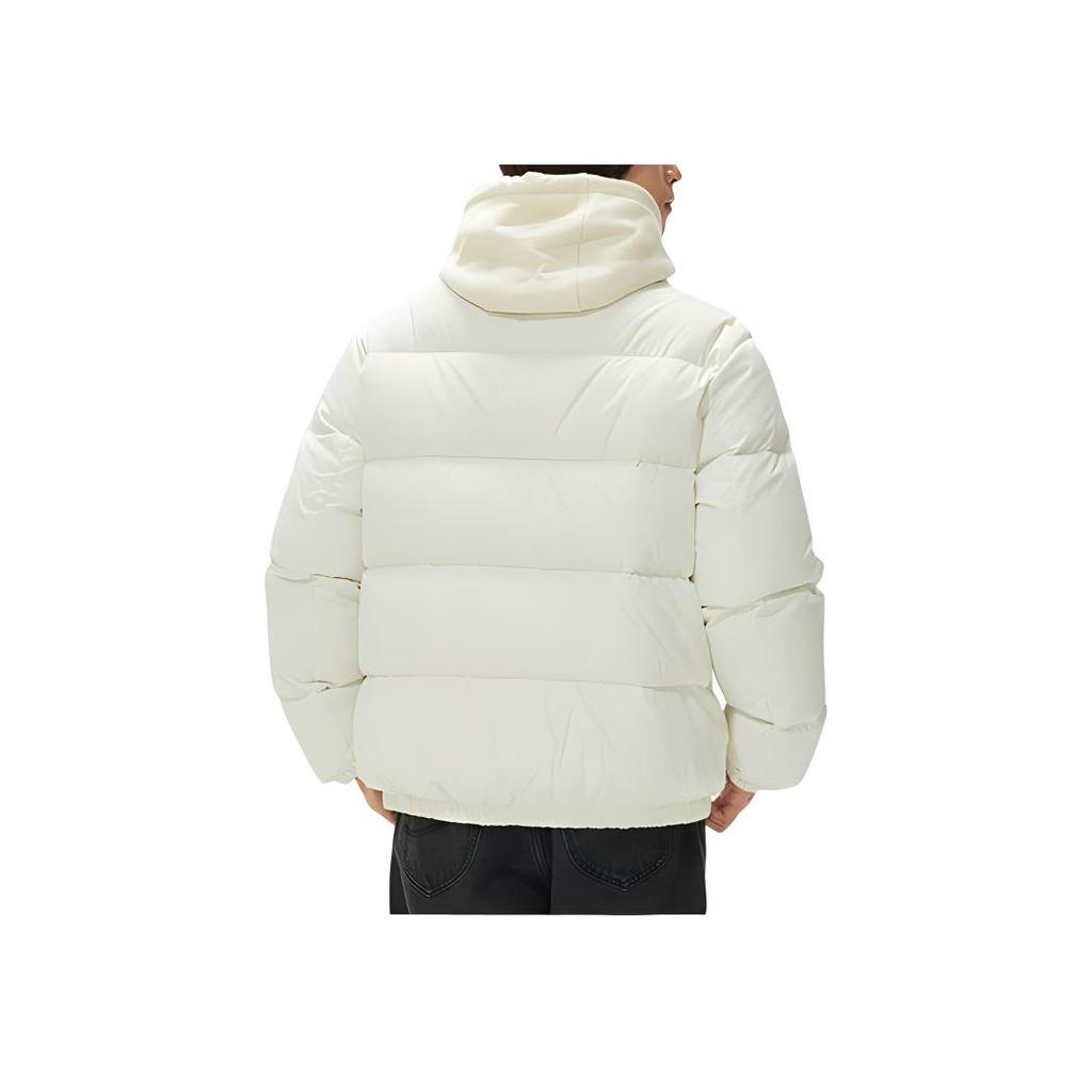 Korean Style Logo Embroidered Comfortable Stand Collar Long Sleeve Zipper Down Jacket Men Outerwear Ivory LE2404DP01IV