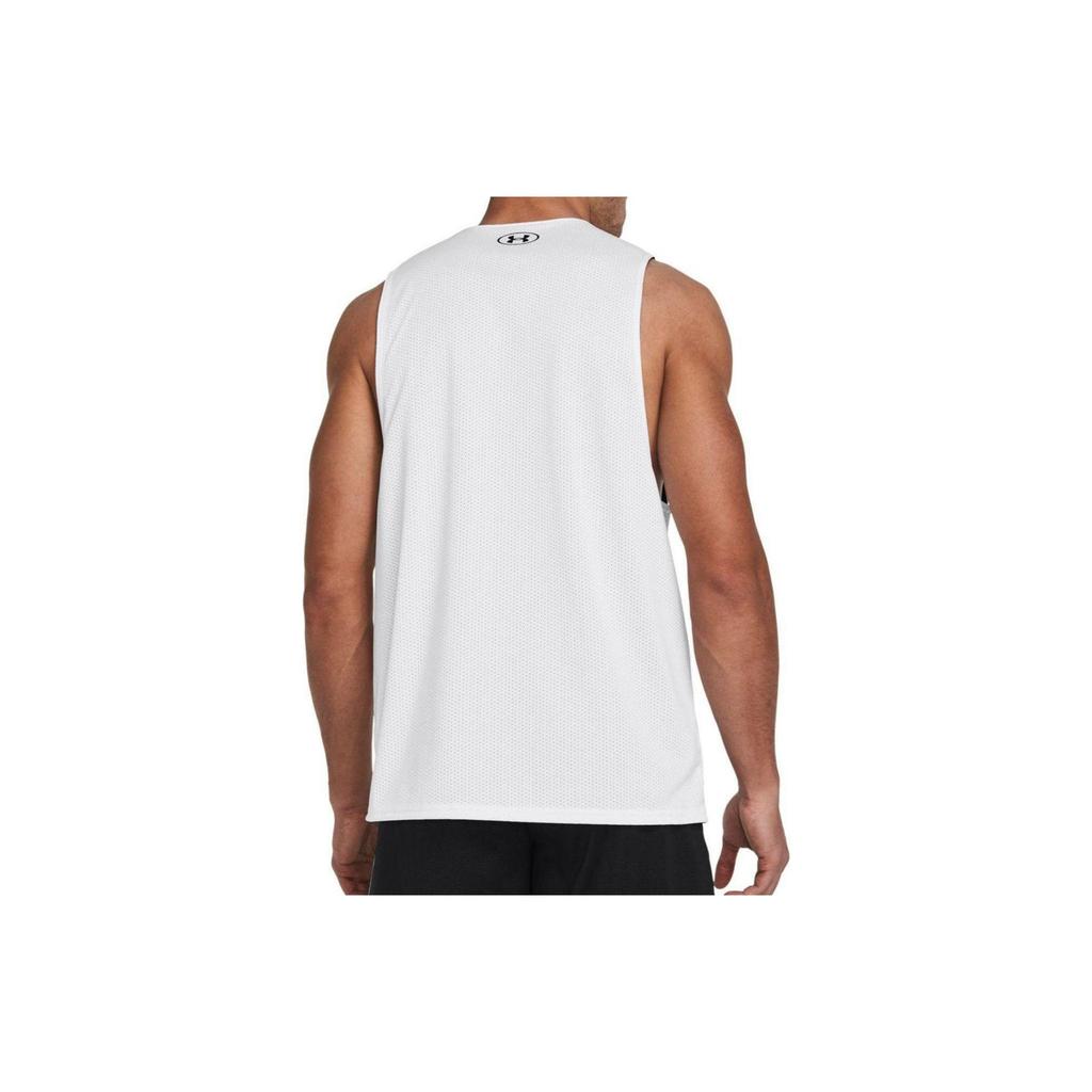 Under Armour Project Lock Malla Letra Estampada Cuello Redondo Sin Mangas Chaleco Tops Hombre Blanco 1385938-001