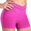 Mädchen Funkelnde Strasssteine Shorts V-Form Elastischer Bund Eiskunstlauf Tanz Gymnastik Akrobatik