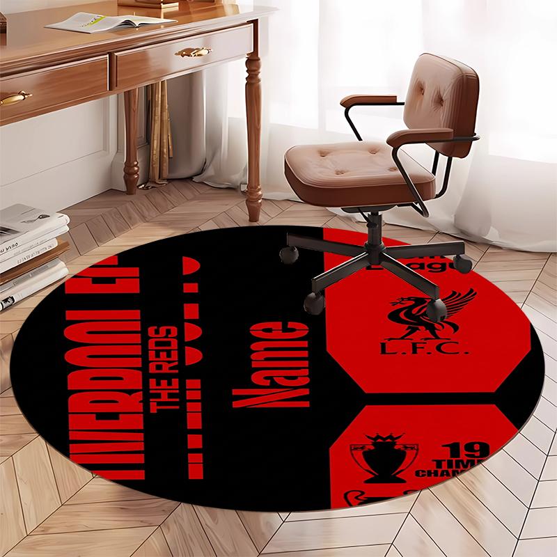 Custom Name Liverpool Football Club Printed Round Rug Carpet Chair Rug Area Rug Entryway Doormats,for Office Chair Living Room Bedroom Kitchen Room.