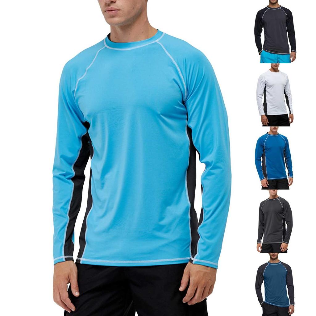 Men's Long-Sleeved Loose Sun  Clothing Upf 50+ Beach Sun  Quick-Drying Clothing Men's Surfing Clothing Men's Swimwear