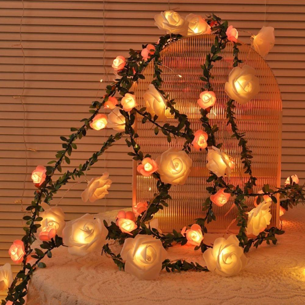 Colored Lights Rose Flower Lights Warm Light Decorative Garland  Wedding Decorations