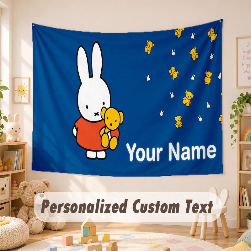 Custom Name Text Tapestry,Miffy Boho Wall Hanging, Decorative Backdrop Tapestry For Room