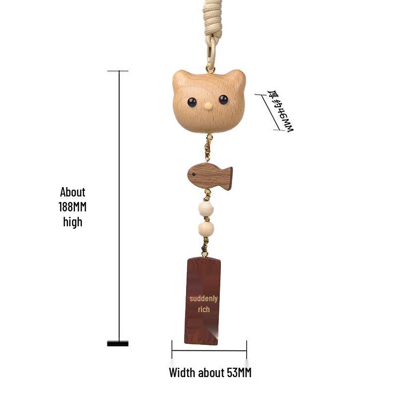 Portachiavi con Ciondolo Orso e Gatto in Legno - Carino Ornamento Senza Volto per Borse e Telefoni