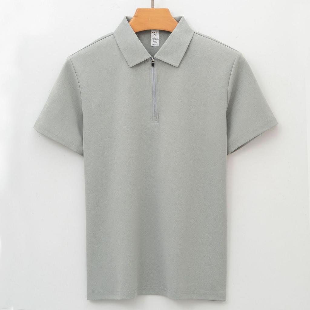 Zipper Polo Top for Mens Active Moisture Absorption Quick-drying and Antibacterial Short-sleeved T-shirt Polo Top