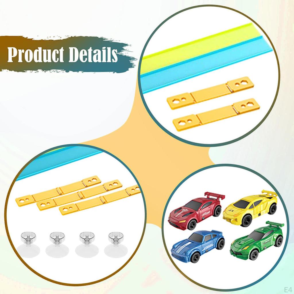 Flex Track for Age 3 4 5 6 7 Years Old with Suction Cups Car Race Sets Red and blue