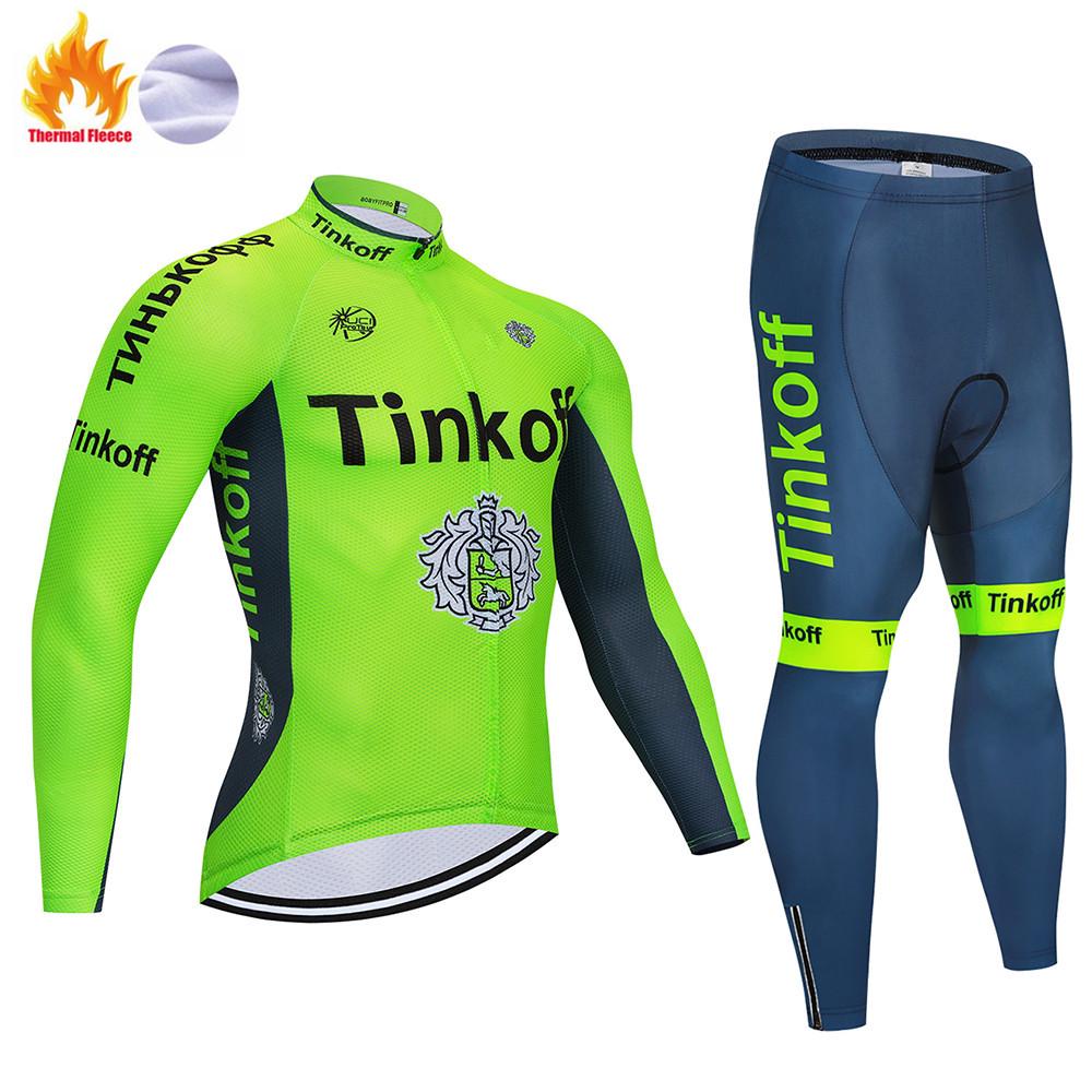 

2026 Thermal Fleece Cycling Jersey Set Men Tinkoff Mountian Bicycle Clothes Wear Ropa Ciclismo Racing Team Bike Cycling Clothing 4XL