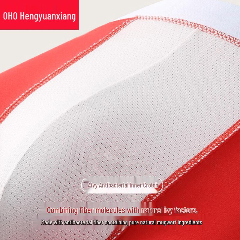 Hengyuanxiang Men's 50S Pure Cotton Red Boxer Briefs (2-Pack)