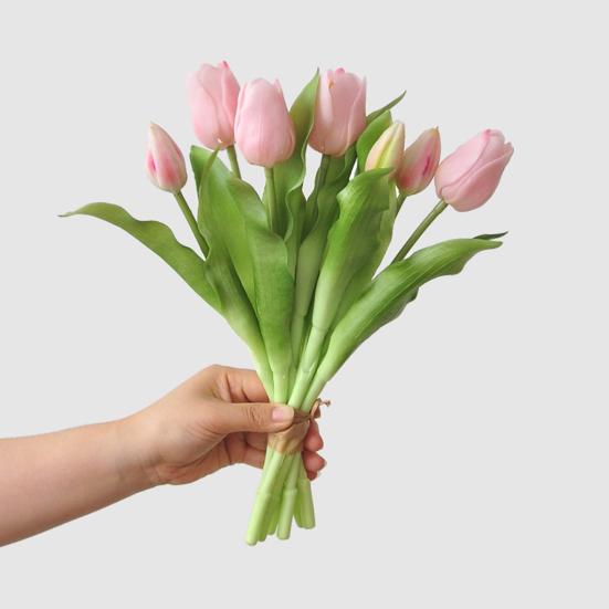 Artificial Tulip Flower 12" Real Touch Long Stem Fake Tulip Flower for Spring Easter