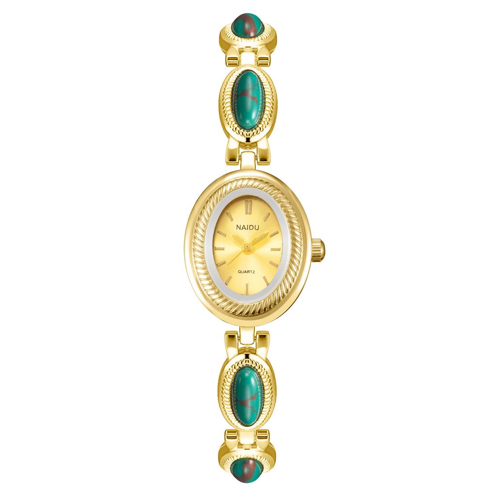 Damen Vintage Uhr mit farbigen Edelsteinen Schmuck Armband Armbanduhr