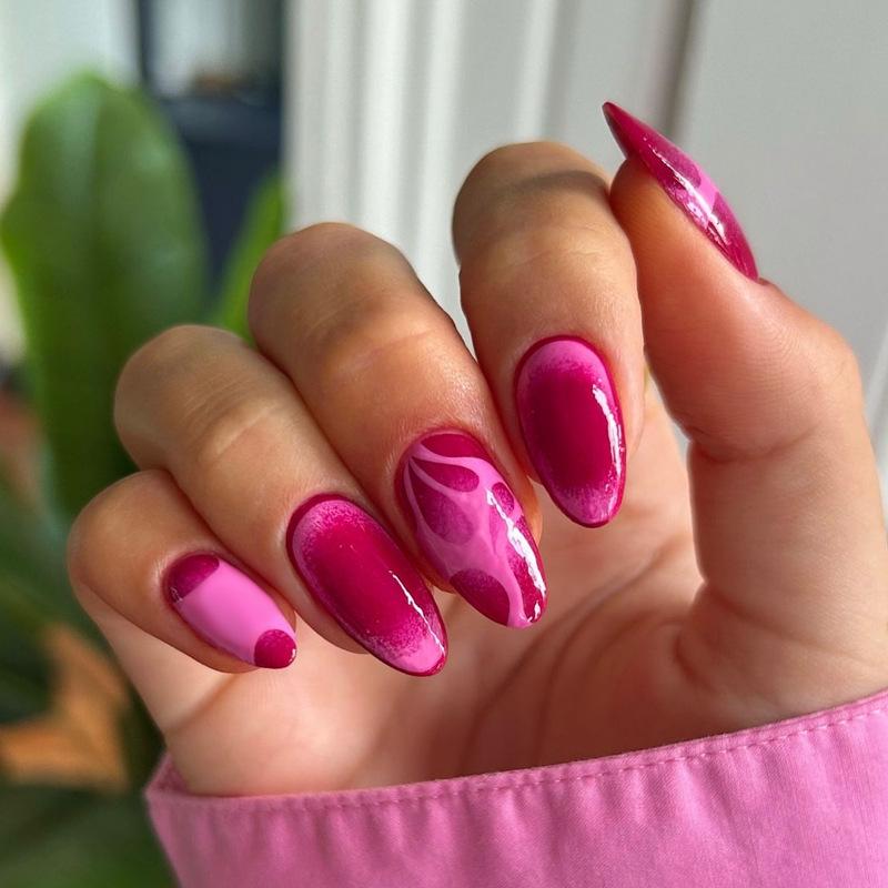 Europäische und amerikanische Gradient Pfirsichblüten Ballett Kurze Nagelspitzen