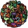 50 Cute Neon Halloween Cartoon Stickers for DIY Decor: Phone Cases, Water Bottles, Notebooks
