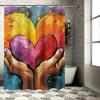 Vibrant Heart in Hands Shower Curtain - Abstract Love Art Design for a Waterproof and Unique Bathroom Décor Set