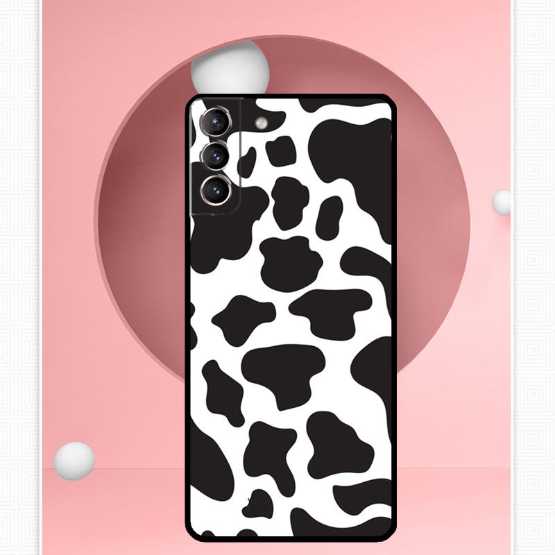 White Black Cow Print Case For Samsung Galaxy S25 Ultra S25 FE S20 S21 S22 S23 Plus S9 S10 S24 Ultra Cover Funda