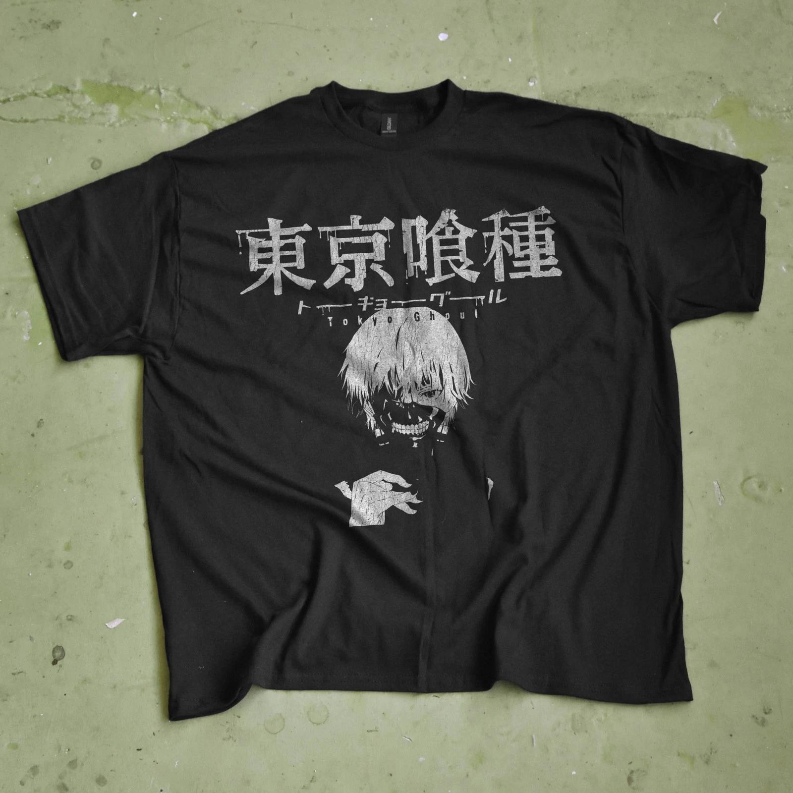 Tokyo Ghoul Anime Washed Oversize T-Shirt Ken Kaneki Anime Tee Gift Grunge Geek 2XL