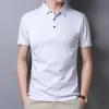 Summer Middle-aged Men's Polo-collar Shirt Double Mercerized Cotton Short-sleeved T-shirt Solid Color Slim Korean Men's T-shirt