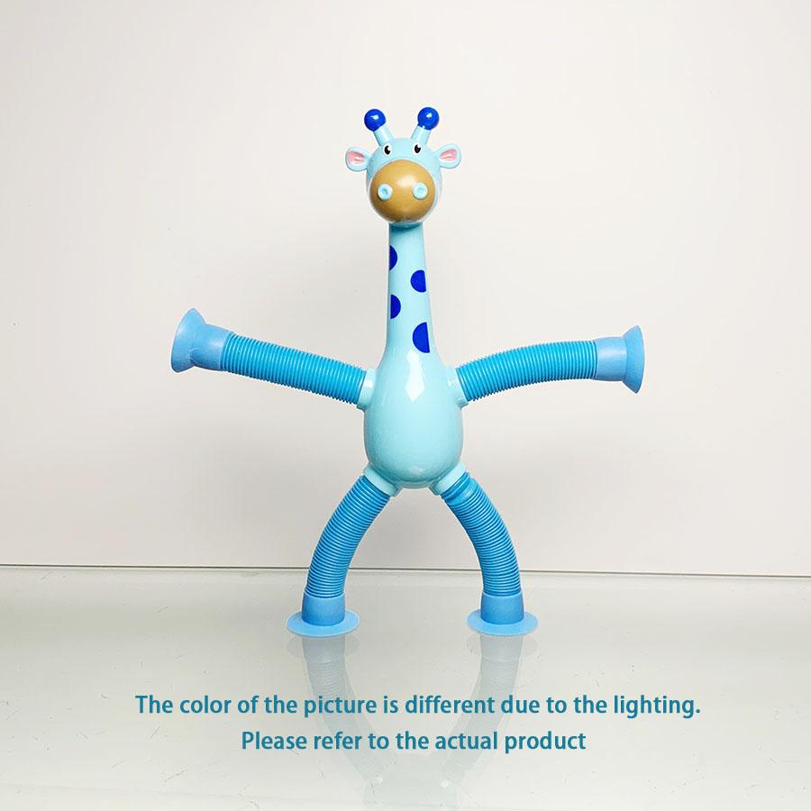 Suction cup giraffe robot telescopic toy with versatile light, elongated tube, children's cartoon creative puzzle toy