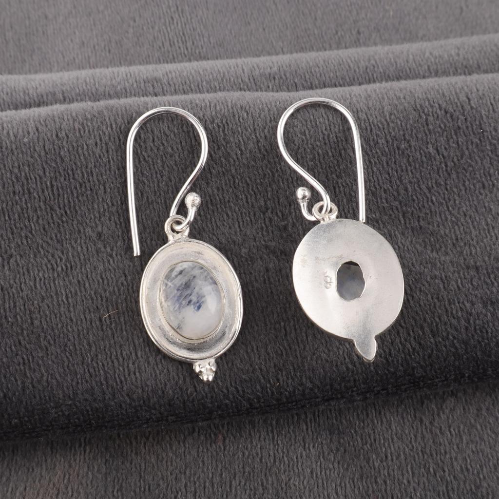 Regenbogen-Mondstein Ohrringe Edelsteinschmuck, 925 Sterlingsilber Ohrringe, Handgefertigte Wunderschöne Schmuckohrringe Geschenk für Frauen