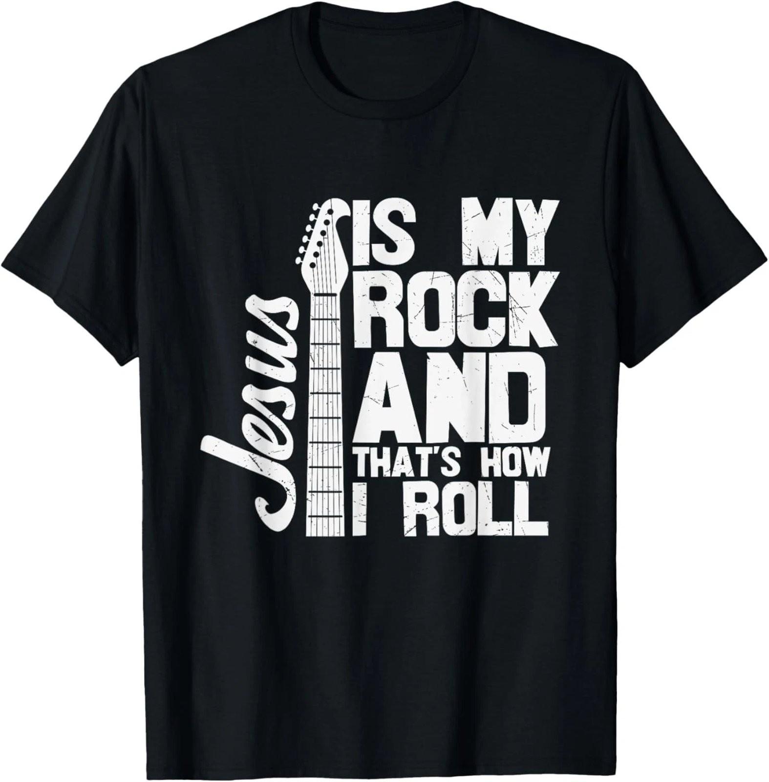 Jesus Is My Rock Christian Guitar Faith Music T-Shirt XL