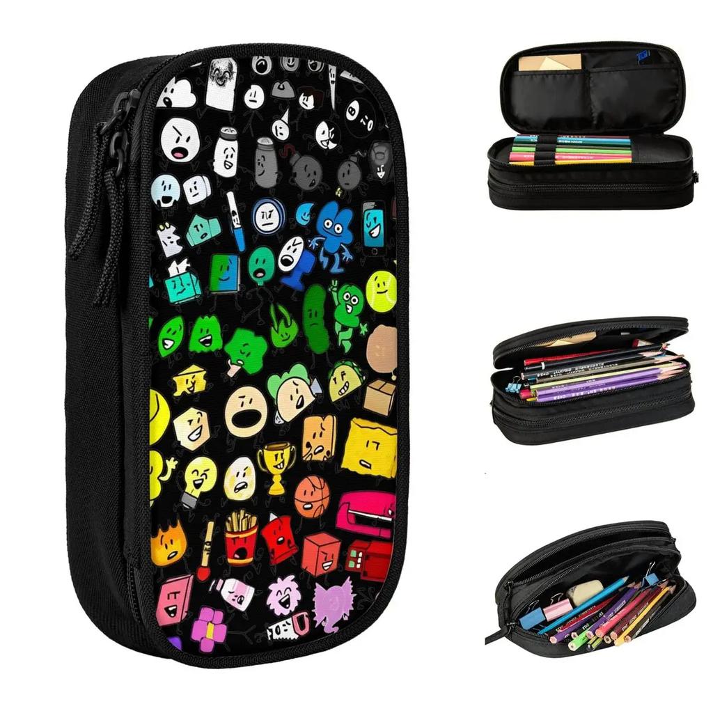 BFDI Cartoon Pencil Case Battle for Dream Island Pencil Pouch Pen Large Storage Bags Students School Gift Stationery