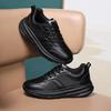 Lightweight Black Leather Women's Sneakers - Big Size, Comfortable, Autumn/Winter Collection, Size 42