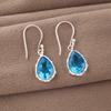 Swiss Blue Topaz Earrings Gemstone, 925 Solid Sterling Silver Earrings Jewelry, Handmade Earrings , Silver Jewelry For Gift