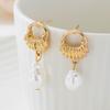 Elegant Literary Special-Shaped Pearl Tassel Pendant Baroque Pearl Geometric Women's Earrings Holiday Gift