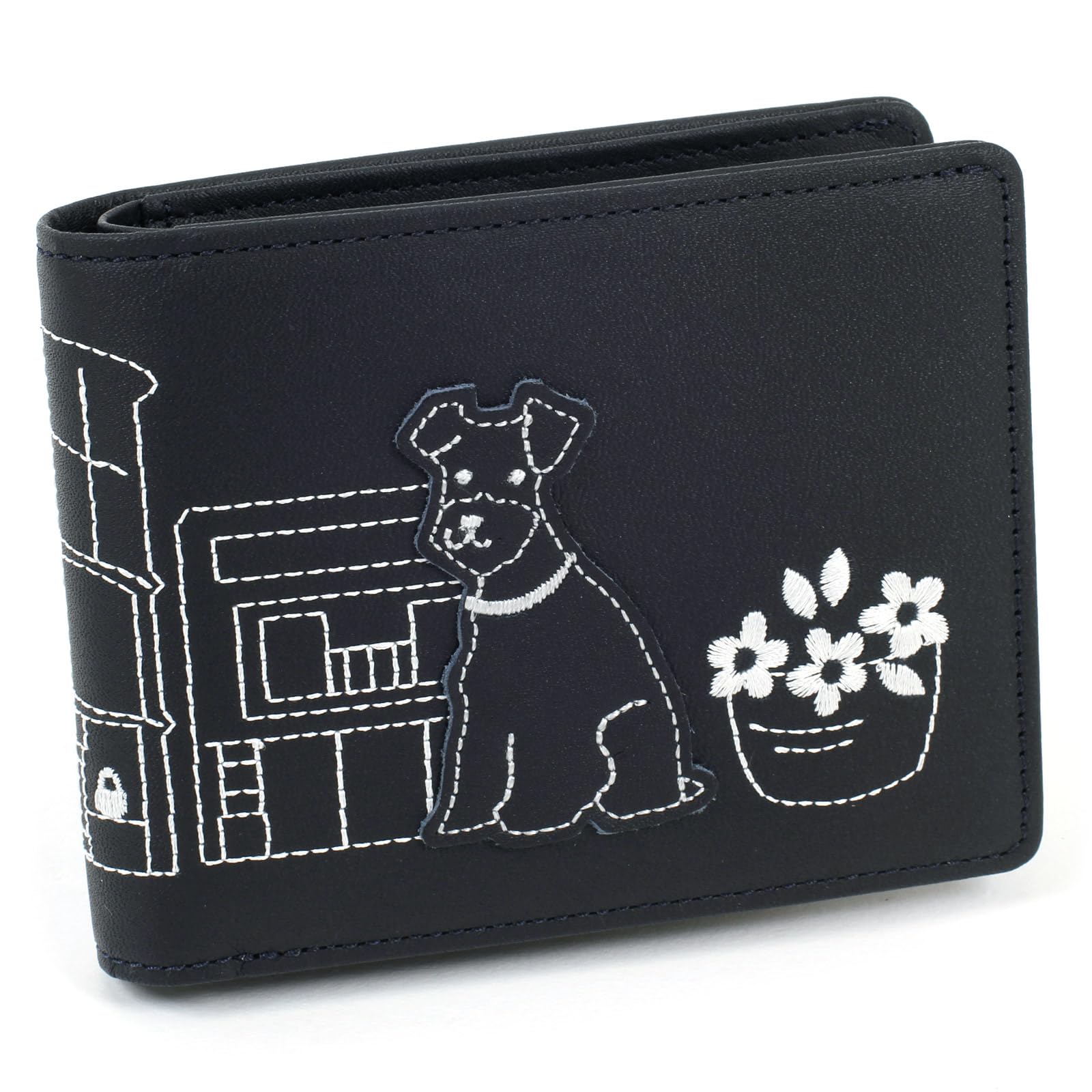 

Kitamura Motomachi Dog & Cat Bifold Wallet PH0803 Dark Blue (Miniature Schnauzer) [Navy] 10102