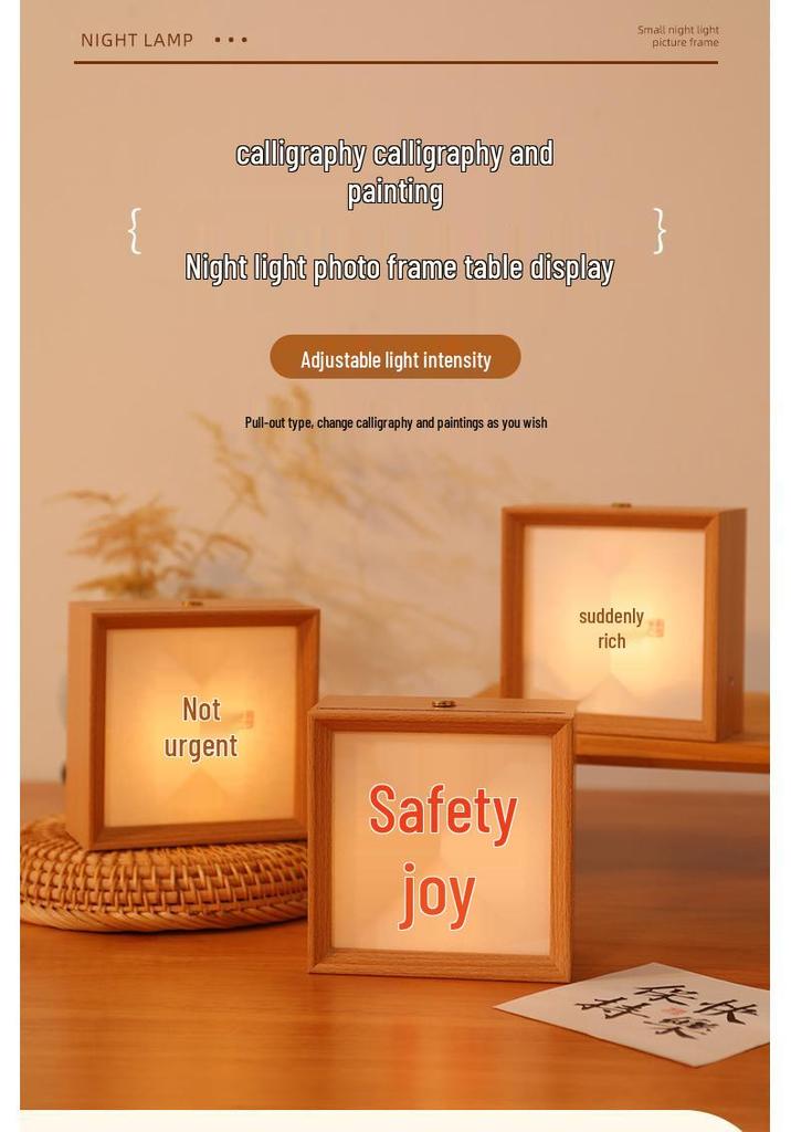 Creative LED Calligraphy Picture Frame: Tabletop Night Light & Bedside Lamp, DIY Birthday Gift