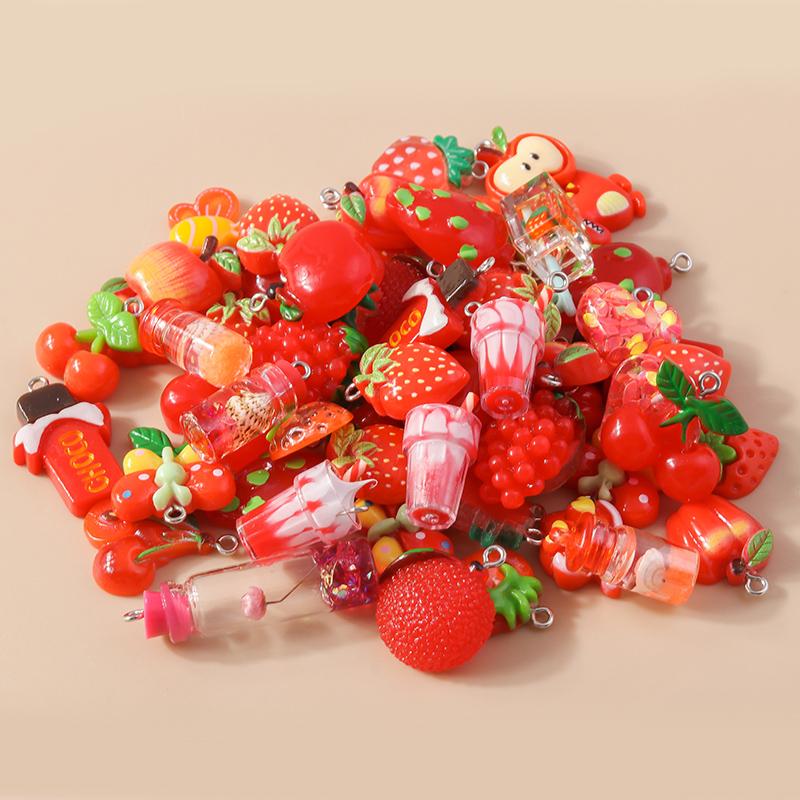 Mixed 10pcs Resin Colorful Heart Flower Animal Rainbow Charms for Earring Necklace Handmade Jewelry Making Accessories