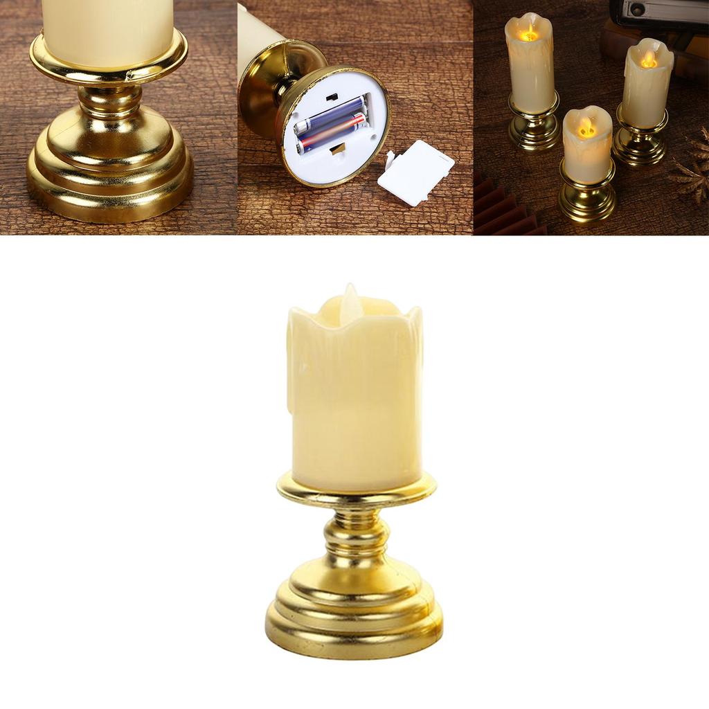 Electric Flameless Pillar Flickering Votive Candles Ornament LED Lamp Light For Event, Desk,