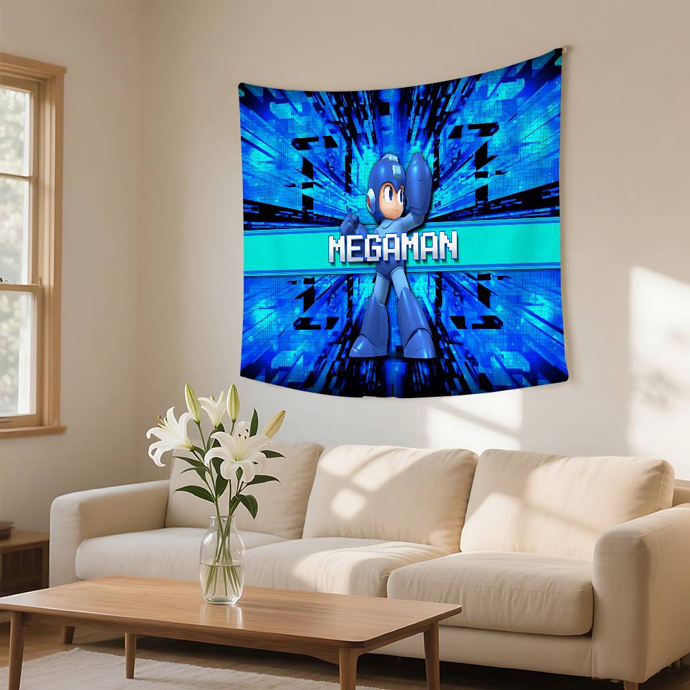 MMega Man Game Fashion Tapestry Wall Hanging Tapestry Art Deco Blanket Curtain Hanging At Home Bedroom Living Room Decor