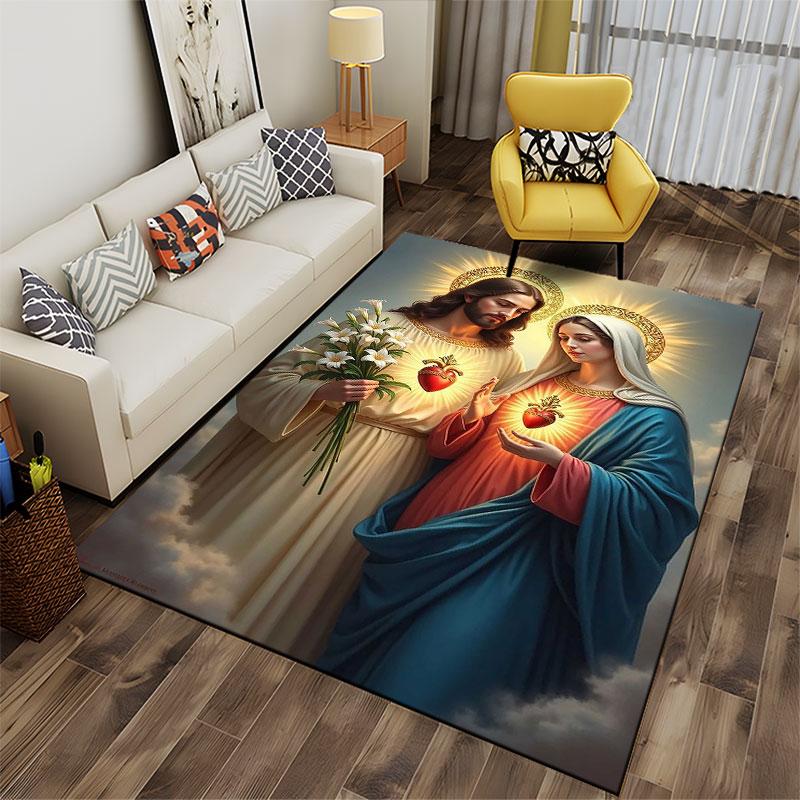 "Sacred Religious Icon Design" suitable as a non-slip mat for the living room or bedroom sofa