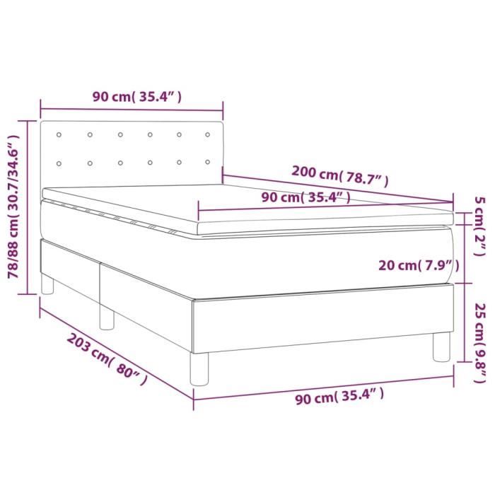 VidaXL Divan Bed with Mattress Dark Green 90x200 Cm - Model 3141524