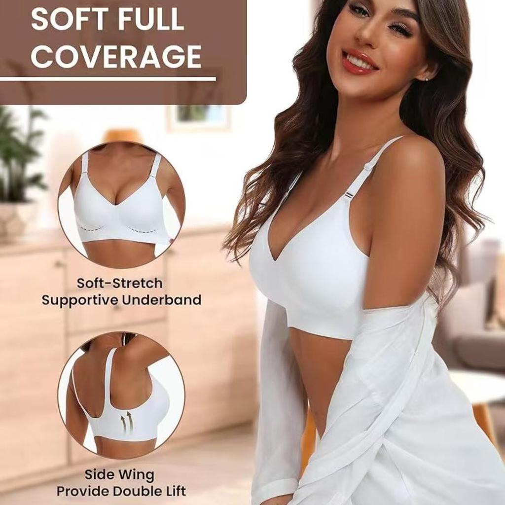 European and American new products large size women's thin underwear jelly seamless bra large chest gathering no steel ring bra women