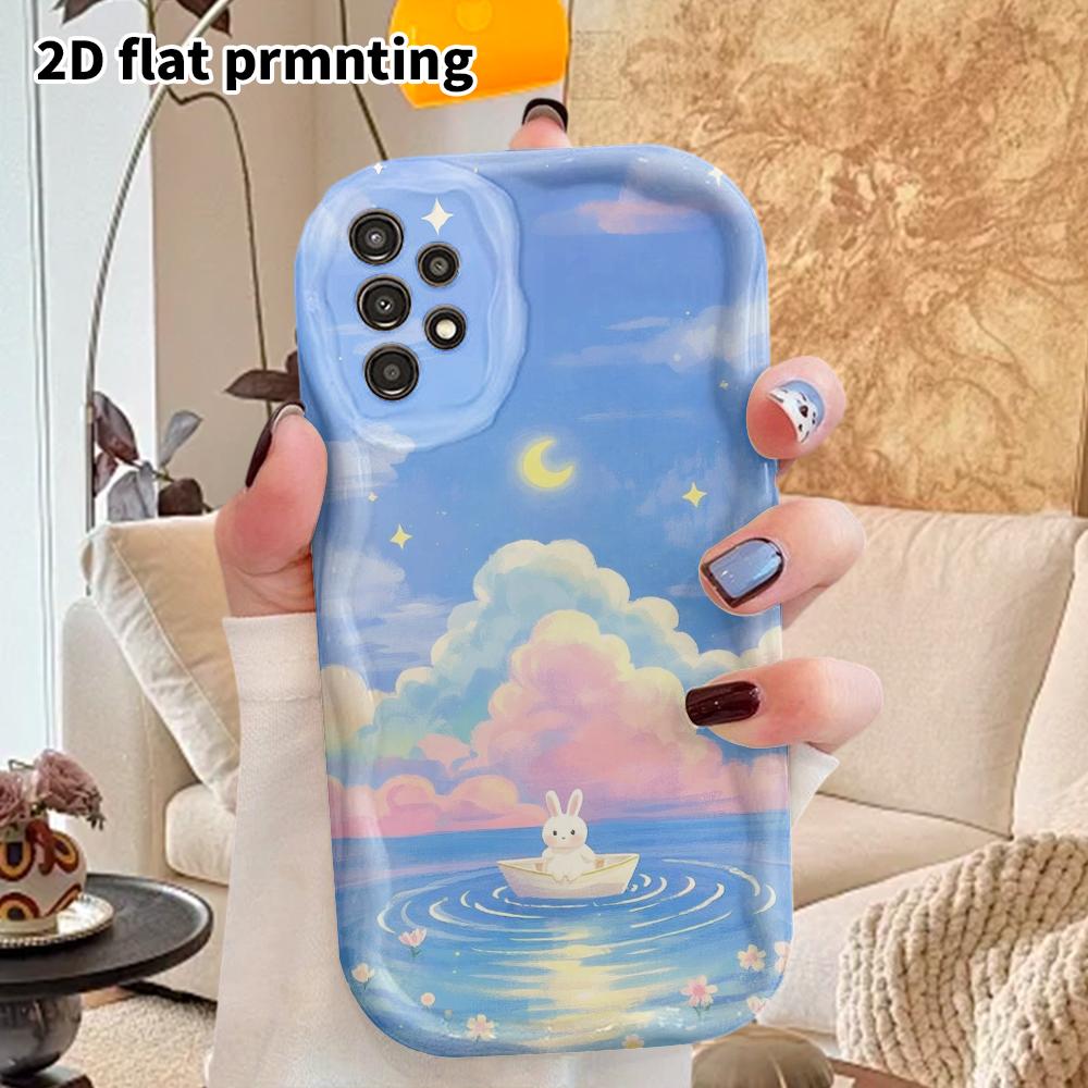 Phone Case: 2D Flat Samsung Galaxy A34 A35 M05 M06 S20 S22 S21 FE Plus 5G Protective Case, Couple Style, Little Rabbit Boat, Christmas and Halloween G