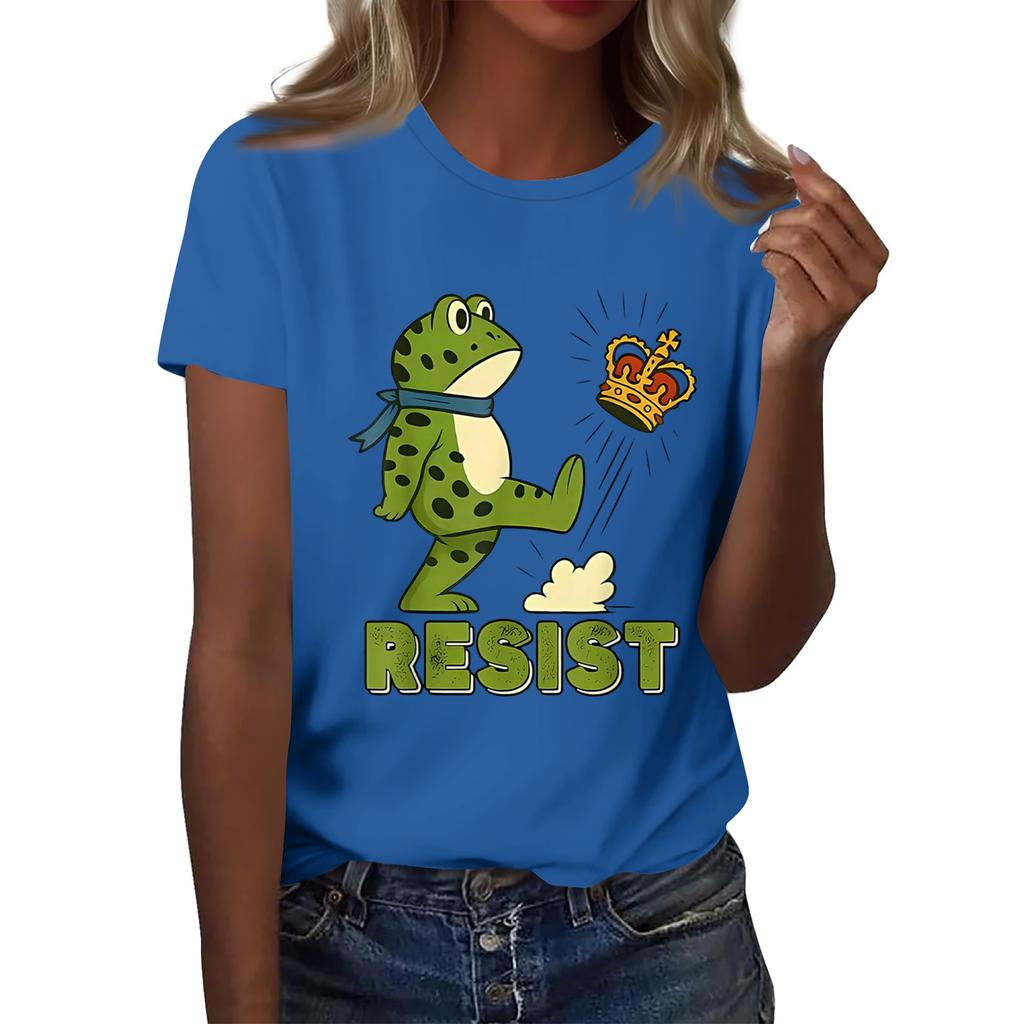 Women's Printed Round Neck Short Sleeve Top