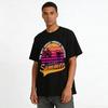 Vintage Sunset Coconut Tree Beautiful Summer Vacation Graphic Tee Pure cotton T-shirt