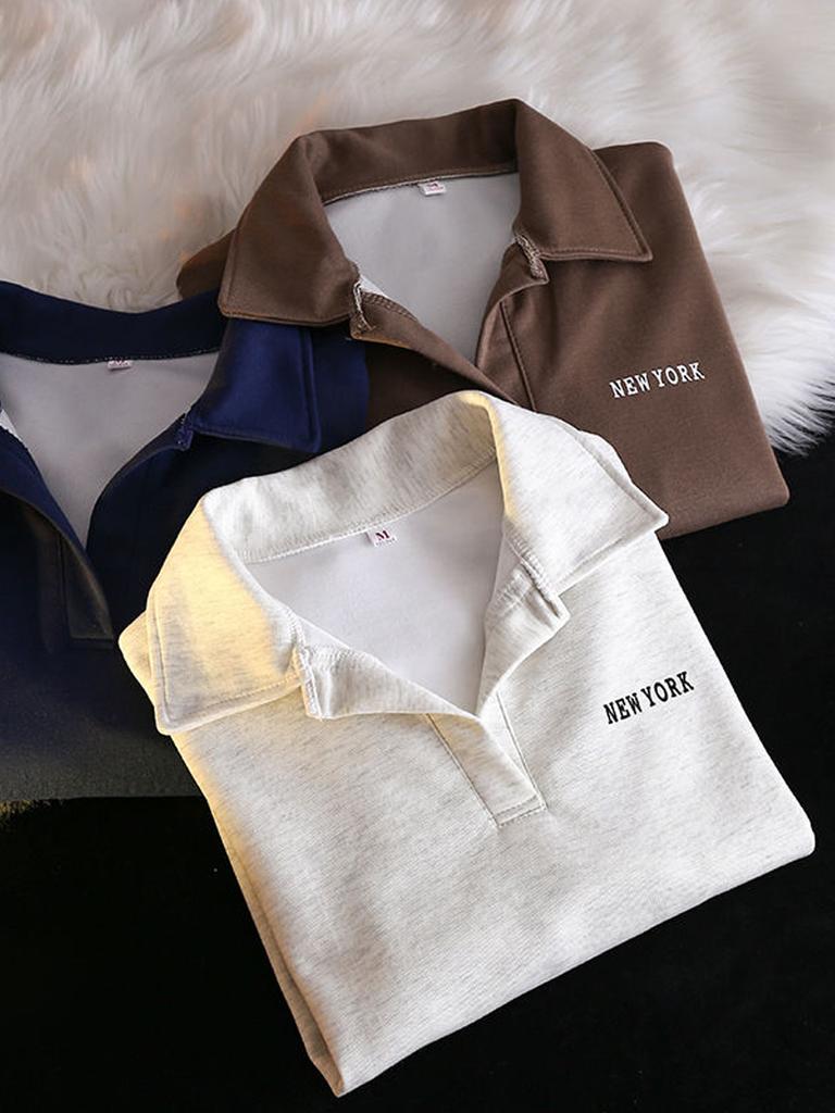 Baggy Long-sleeved Sweatshirt Women's Folded Collar Sweatshirt Spring Autumn Korean Fashion Top Y2K Clothing