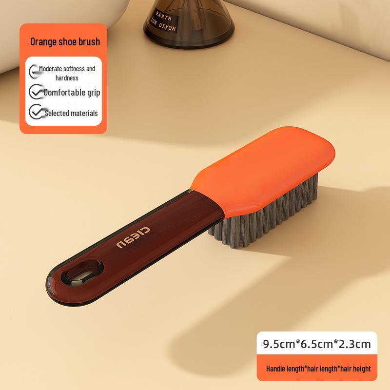 Light Luxury Soft Bristle Color Block Long Handle Shoe Brush Set - Gentle Scrubbing, Multifunctional and Protective for Shoes