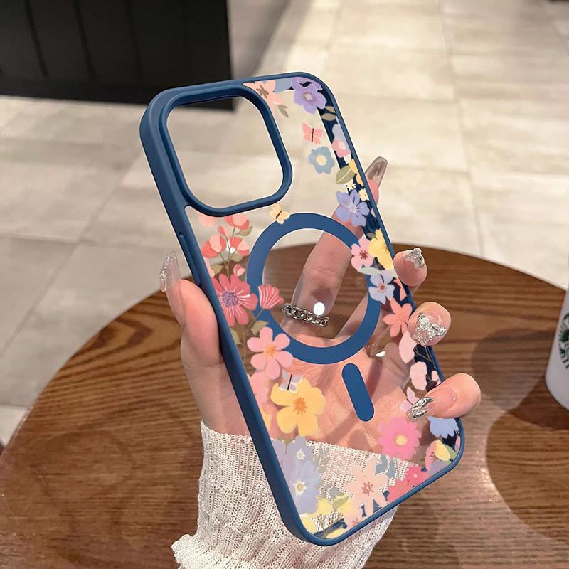Spring Small Flowers Print Phone Case For iPhone 17 16 15 14 13 12 11 Pro Max Magnetic Cover For iPhone 16 Plus 17 Air 16E Funda