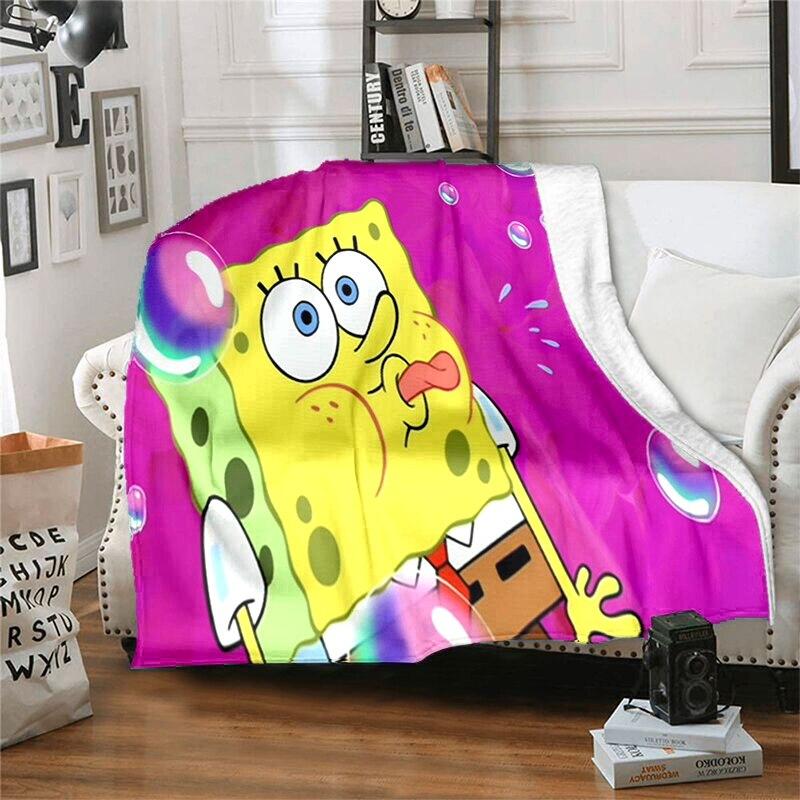 CartoonS-Spongebob Morbido Peluche Divano Letto Coperta da Lancio Cartoon Coperte da Picnic Moderna Coperta in Flanella Coperta Stampata Regalo
