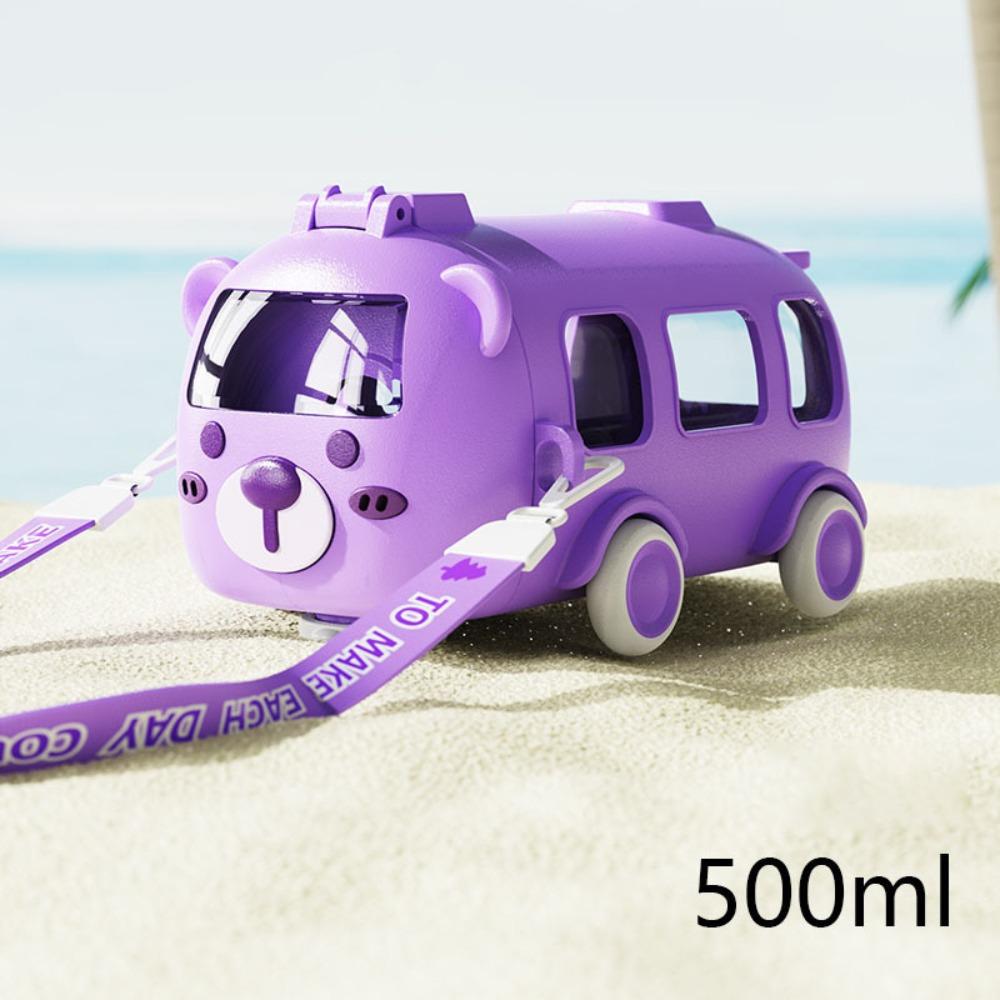 

Мультяшний автобус Дитяча соломинка Велика ємність Пляшка з соломинкою, що відкидається Мила дитяча чашка для води Школа фіолетовий