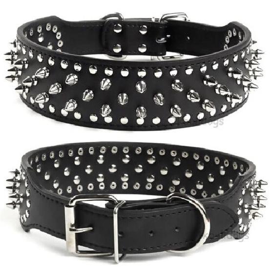 Spiked Large Dog Collar For Medium Large Breeds L-3XL Pitbull Mastiff Boxer PU Leather 4 Colors Big Dog Collar for Large Dog