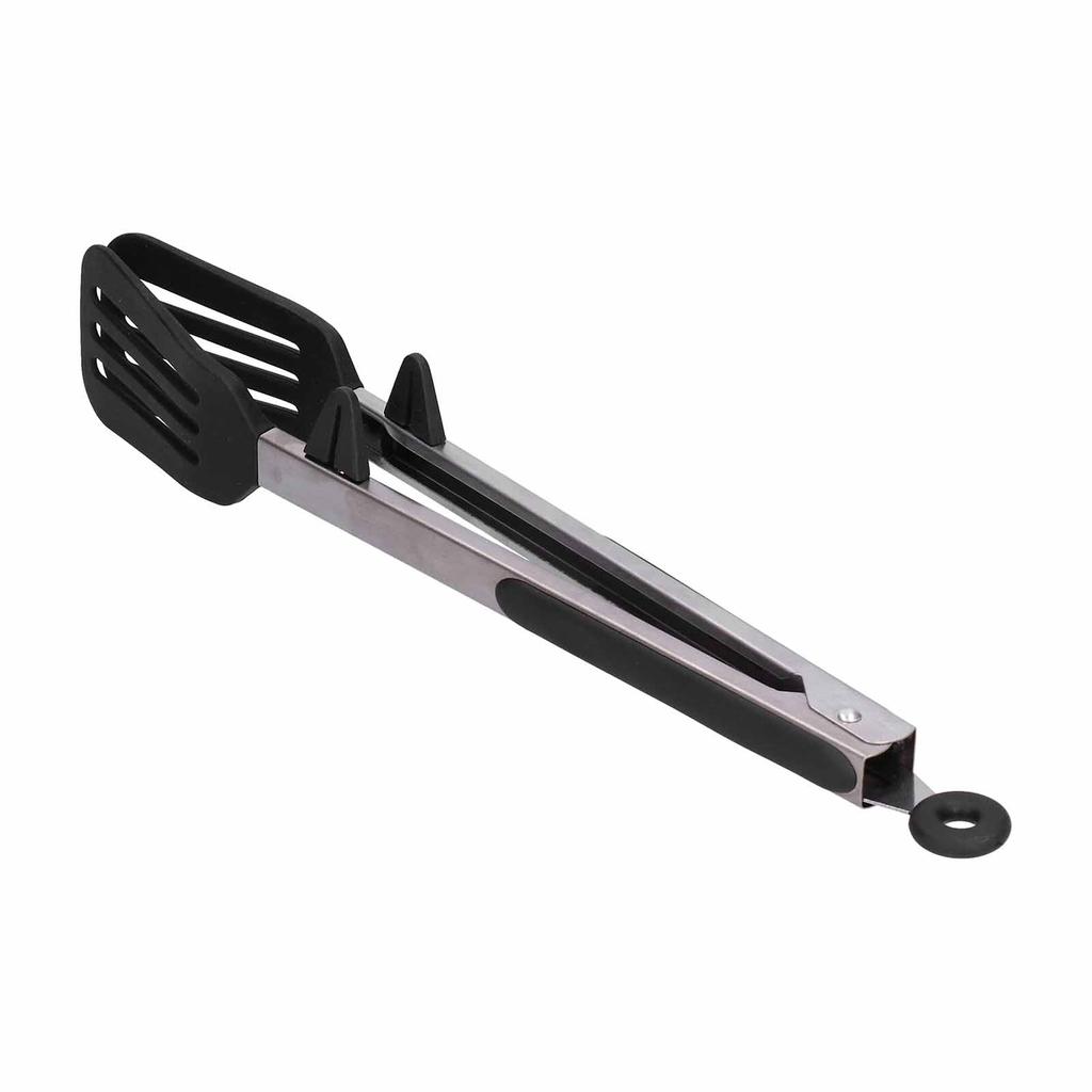 Stainless Steel Silicone Food Spatula Clamp Food Barbecue Steak Tongs Baking Tool for Home BBQ12in Black Bracket